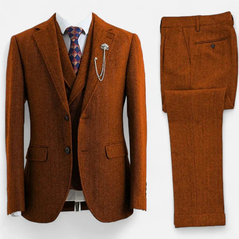 Costume Tweed Homme 3 Pièces avec Gilet | Élégance Britannique