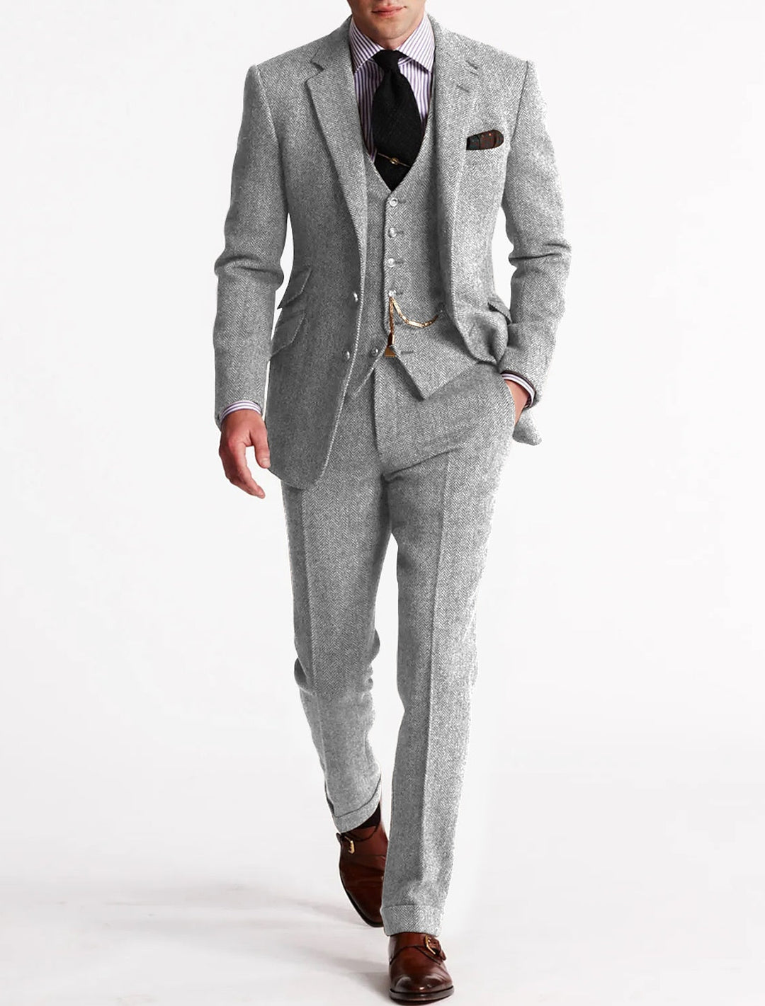 Costume Élégant 3 Pièces Homme Revers | Veste Gilet Pantalon