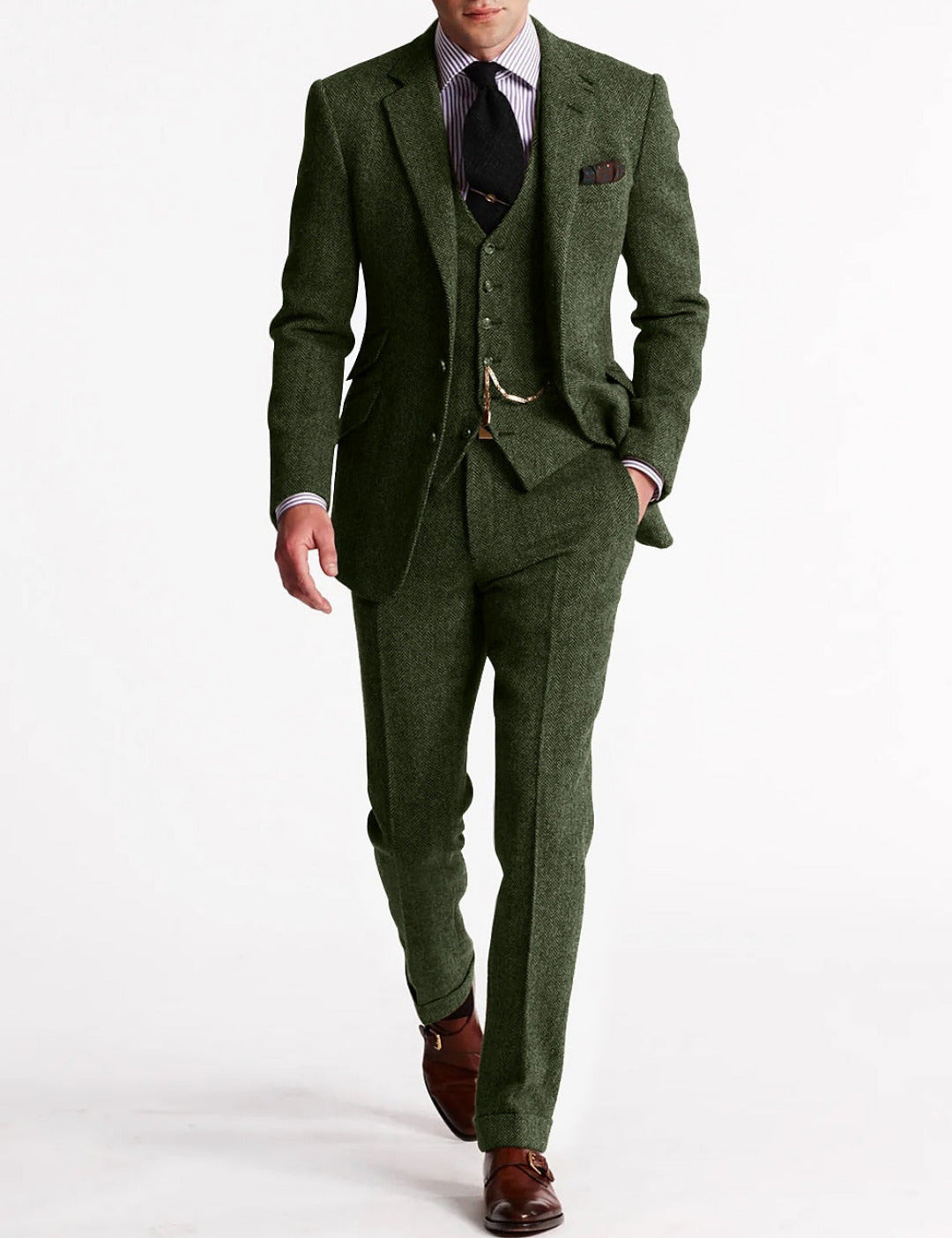 Costume Élégant 3 Pièces Homme Revers | Veste Gilet Pantalon