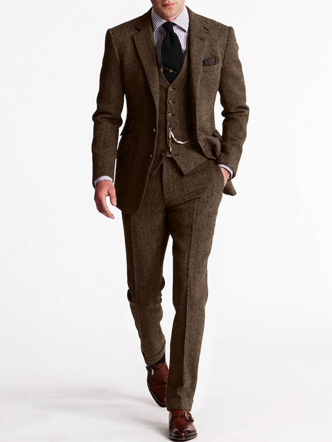 Costume Élégant 3 Pièces Homme Revers | Veste Gilet Pantalon