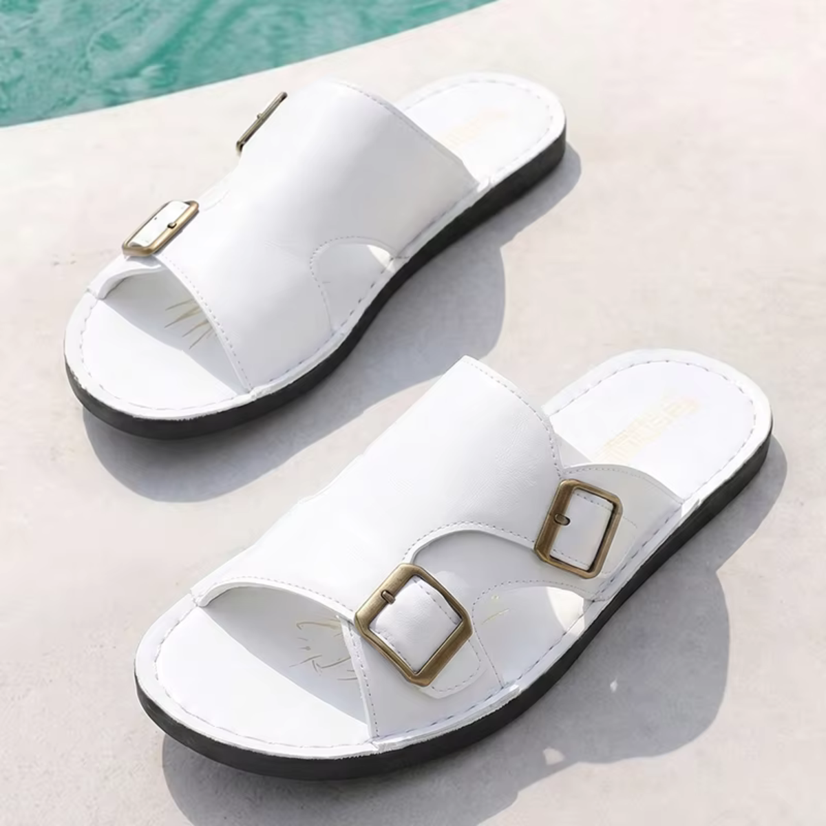 Sandales Cuir Double Bride Homme | Élégance & Confort Estival