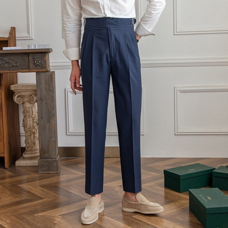 Pantalon de Costume à Plis Homme | Ceinture Réglable & Sartorial