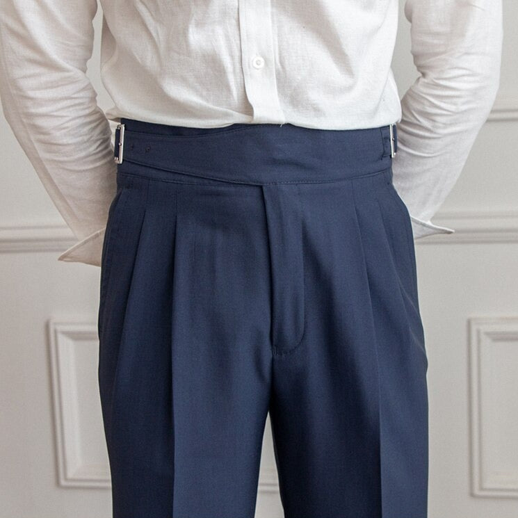 Pantalon de Costume à Plis Homme | Ceinture Réglable & Sartorial