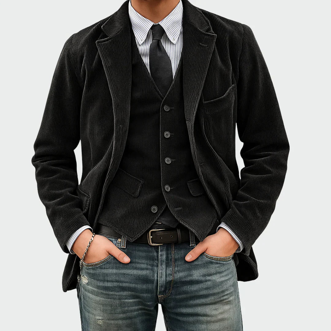 Blazer Velours Côtelé Homme Revers Classique | Style Casual Chic