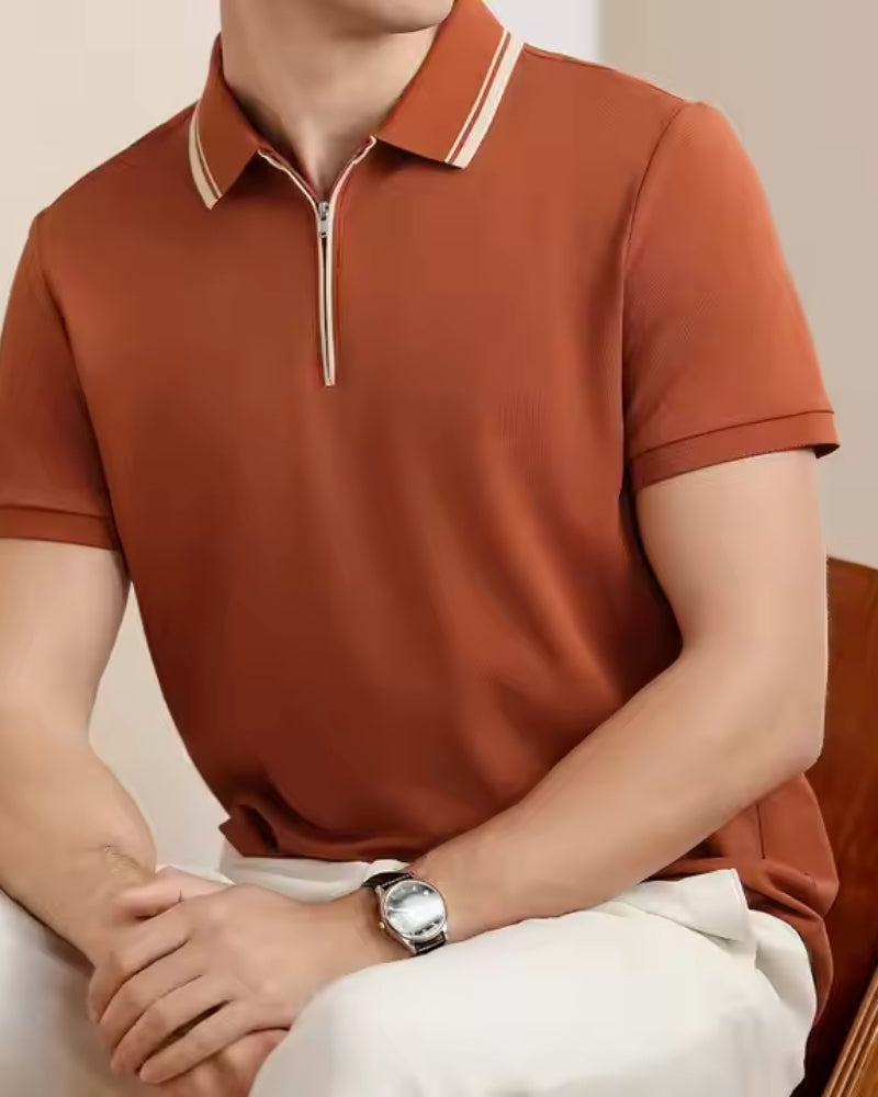 Polo Homme Maille Structurée avec Zip | Style Smart Casual