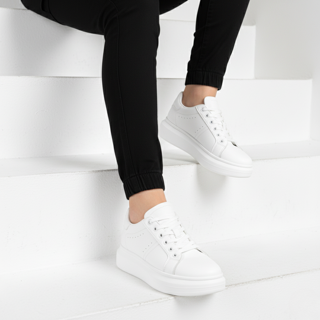 Sneakers Orthopédiques Rehaussantes Homme | Design Épuré & Confort Quotidien