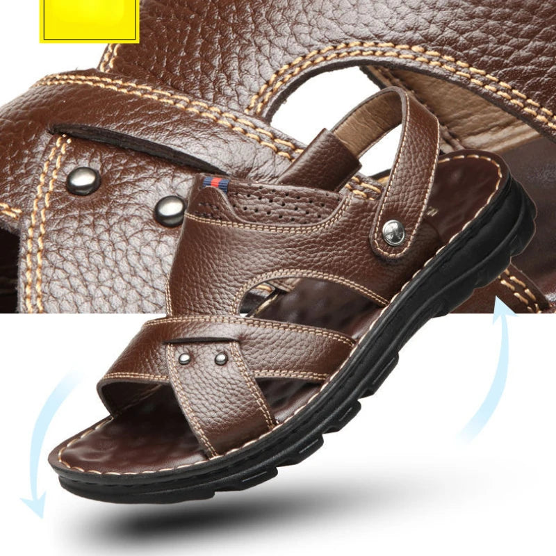 Sandales d'Été pour Homme en Cuir avec Bride Arrière