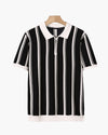 Polo Maille Demi-Zip Rayures Verticales Homme | Style Moderne
