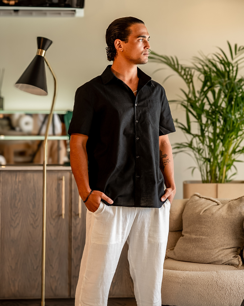 Chemise en Lin Manches Courtes Homme | Fraîche & Estivale