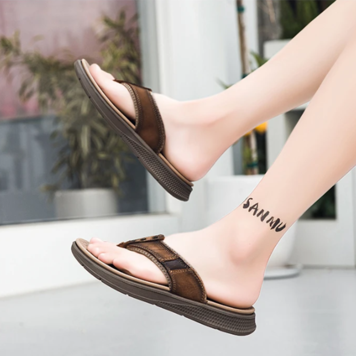 Tongs en Cuir Homme Soutien de Voûte | Confort & Style