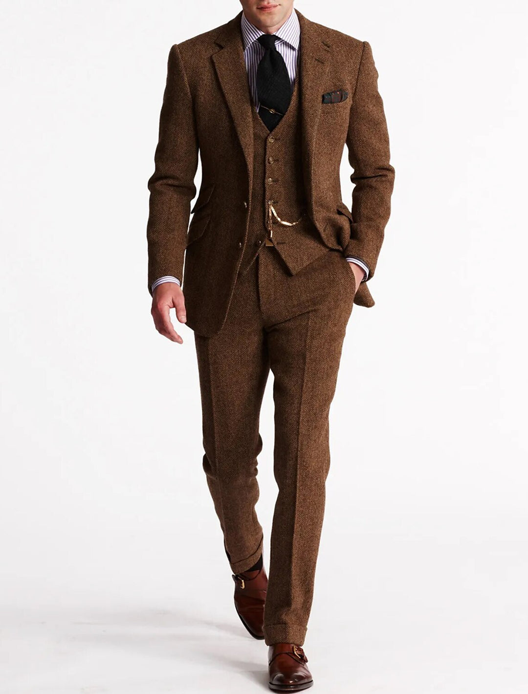 Costume Élégant 3 Pièces Homme Revers | Veste Gilet Pantalon