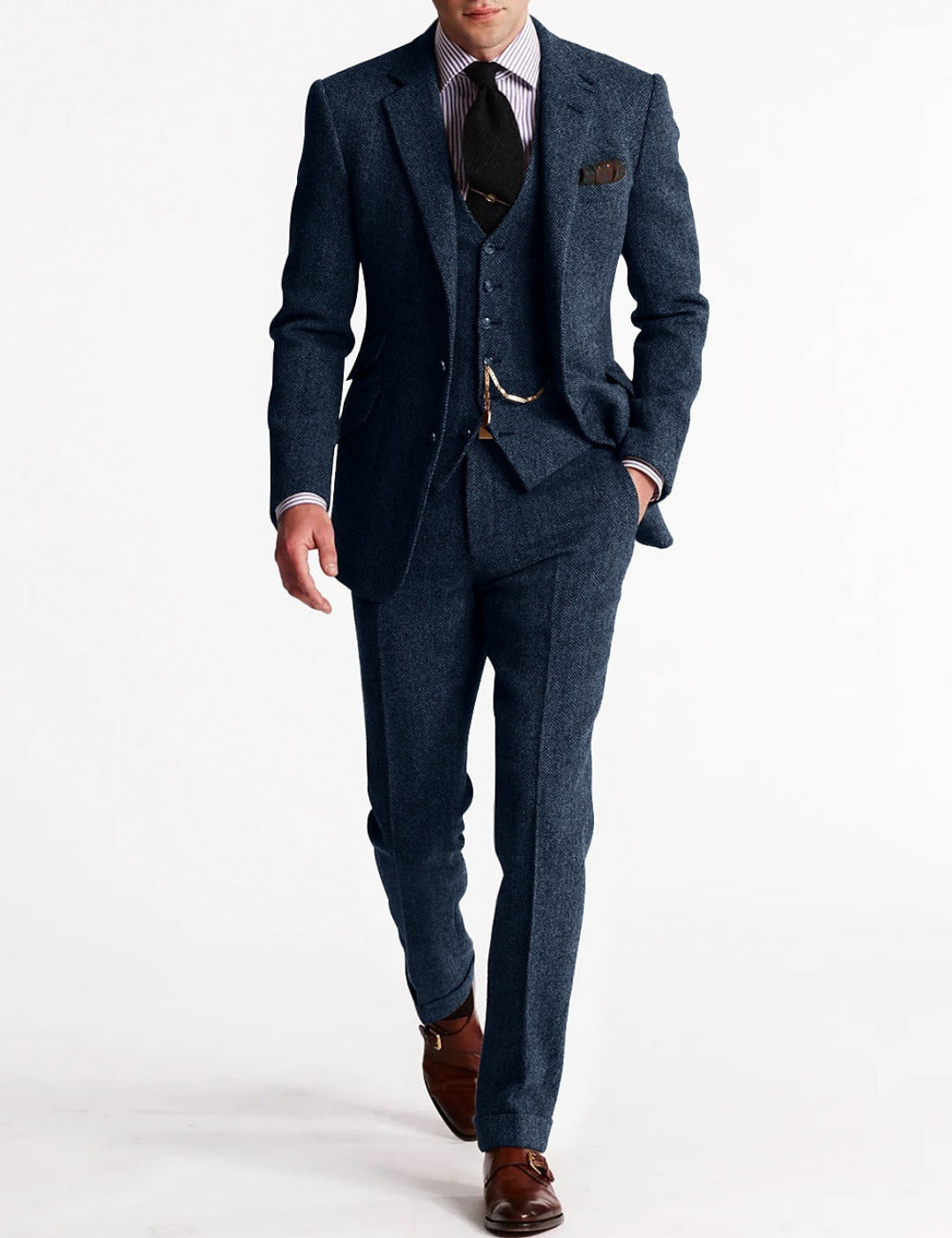Costume Élégant 3 Pièces Homme Revers | Veste Gilet Pantalon