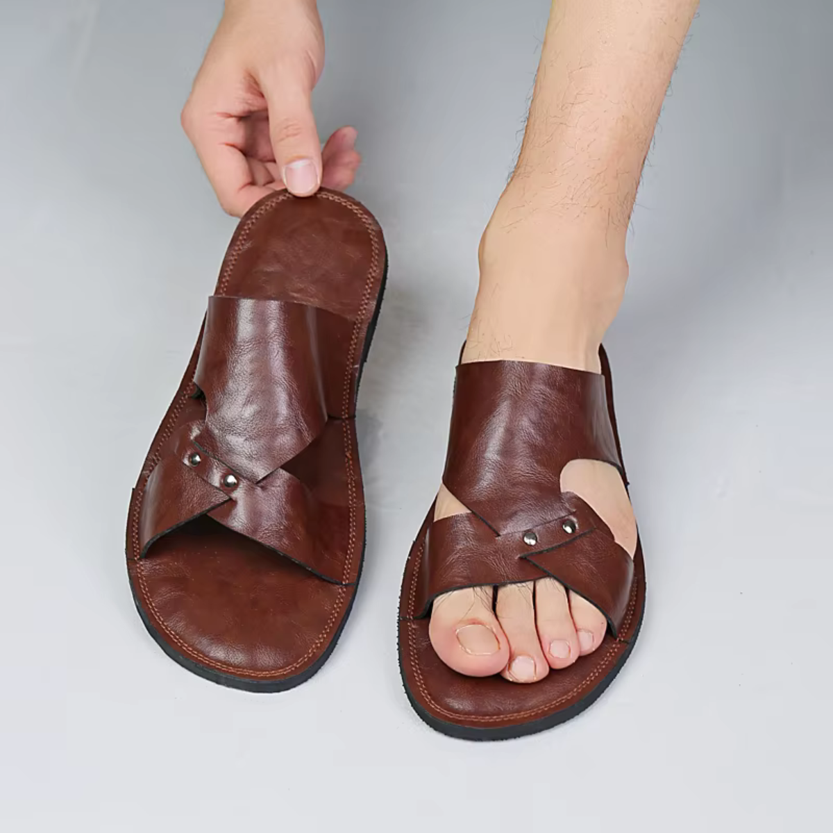 Sandales en Cuir Homme | Confort Premium & Élégance Estivale