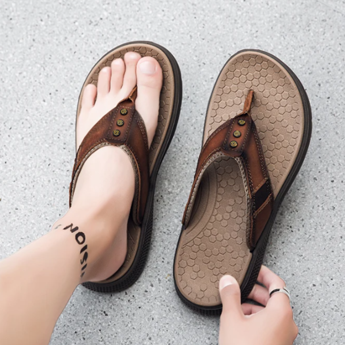 Tongs en Cuir Homme Soutien de Voûte | Confort & Style