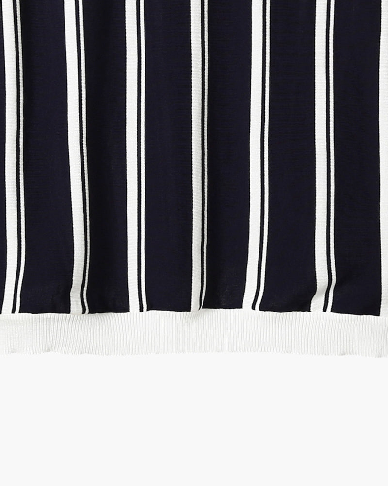 Polo Maille Demi-Zip Rayures Verticales Homme | Style Moderne