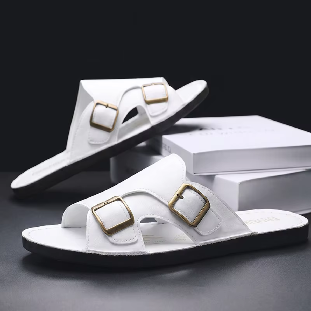 Sandales Cuir Double Bride Homme | Élégance & Confort Estival