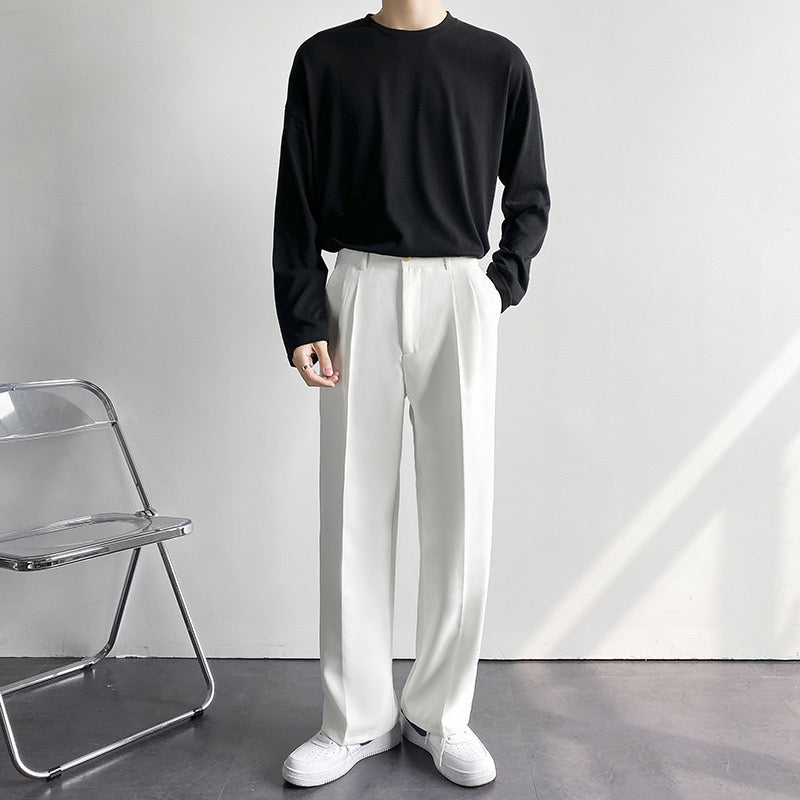 Pantalon Slim à Plis Homme | Ceinture & Coupe Ajustée