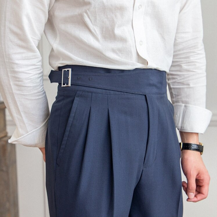 Pantalon de Costume à Plis Homme | Ceinture Réglable & Sartorial