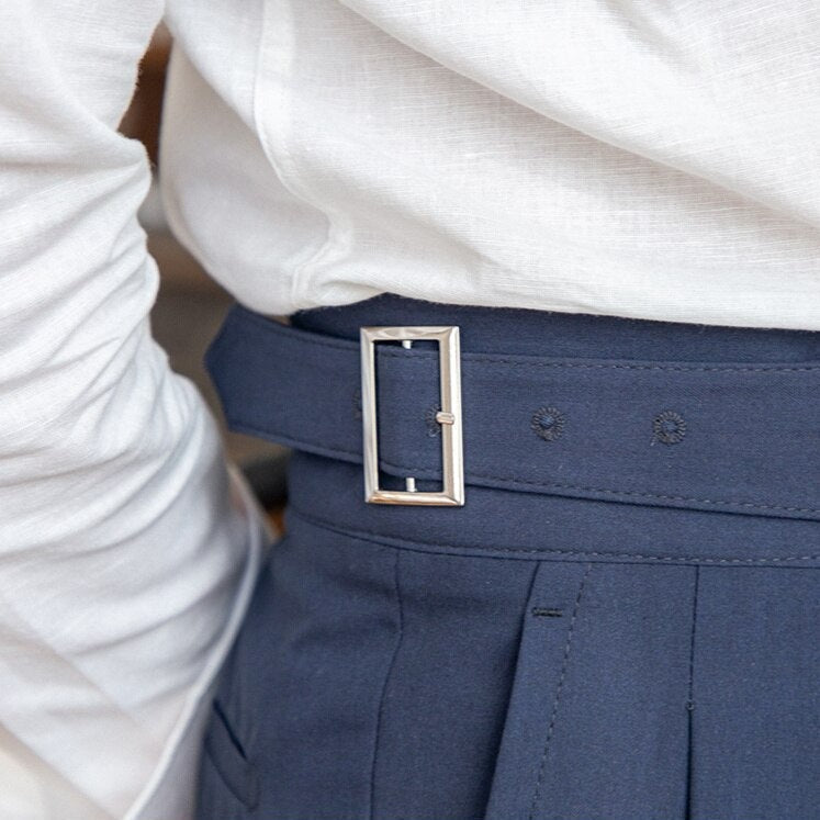 Pantalon de Costume à Plis Homme | Ceinture Réglable & Sartorial