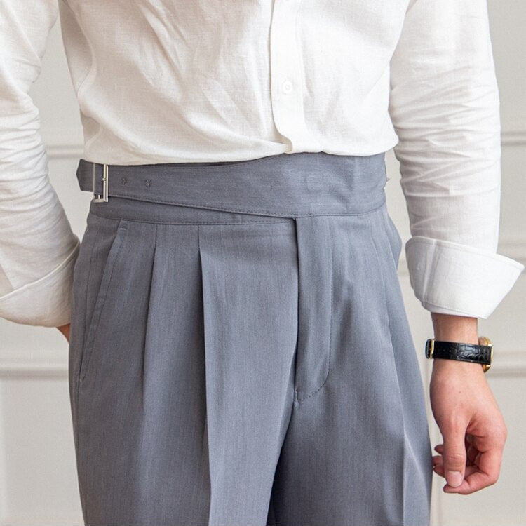 Pantalon de Costume à Plis Homme | Ceinture Réglable & Sartorial