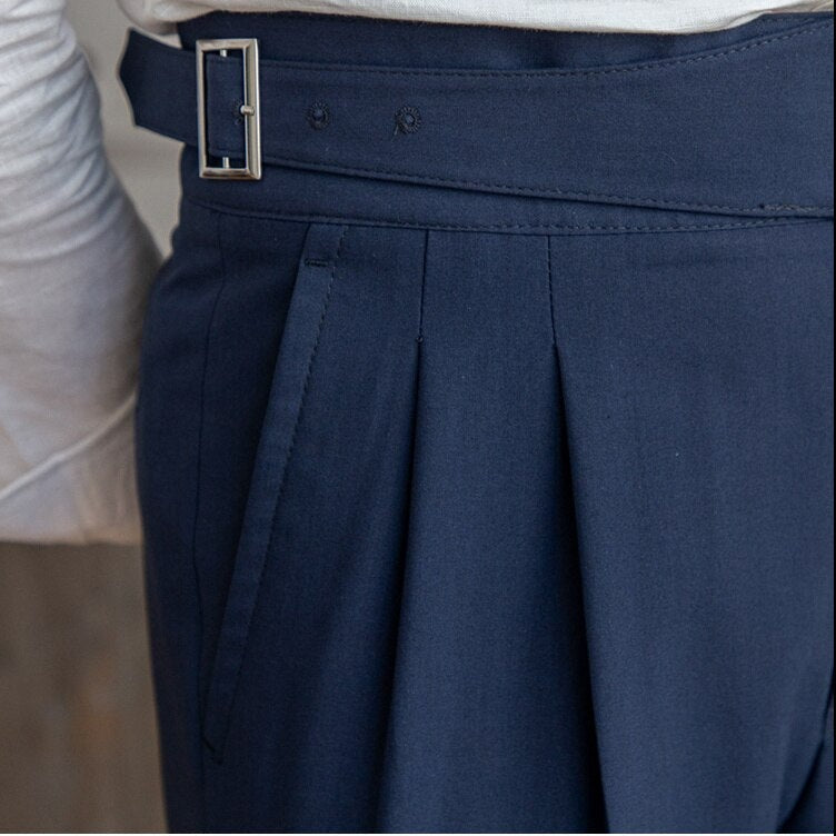 Pantalon de Costume à Plis Homme | Ceinture Réglable & Sartorial