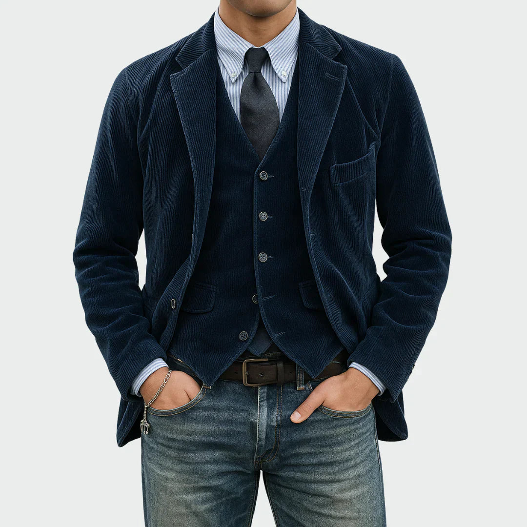 Blazer Velours Côtelé Homme Revers Classique | Style Casual Chic