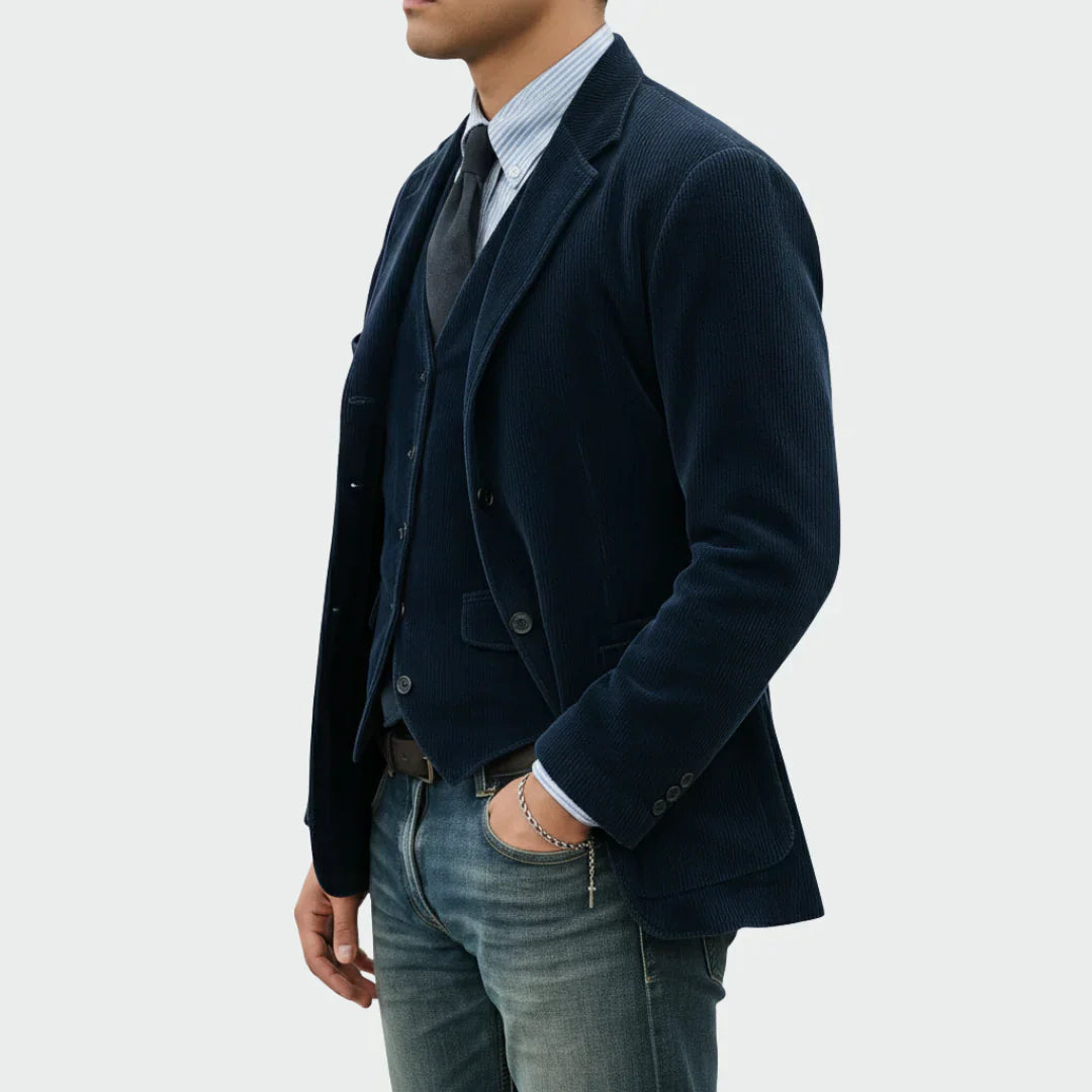 Blazer Velours Côtelé Homme Revers Classique | Style Casual Chic