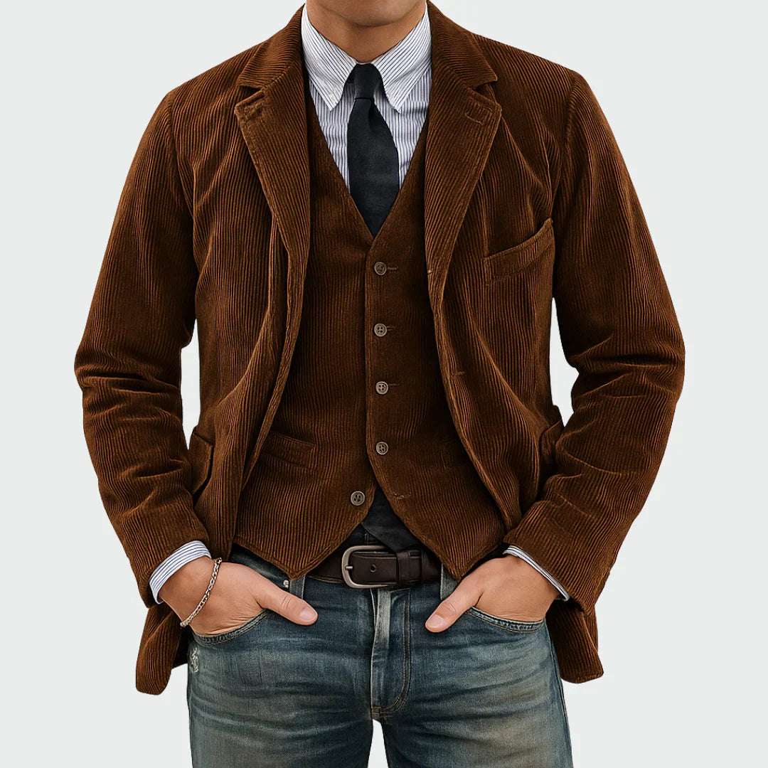 Blazer Velours Côtelé Homme Revers Classique | Style Casual Chic