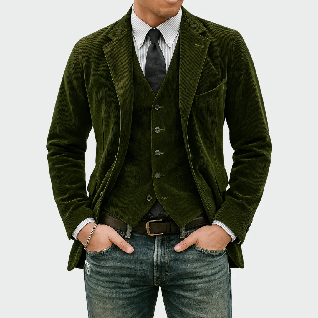 Blazer Velours Côtelé Homme Revers Classique | Style Casual Chic
