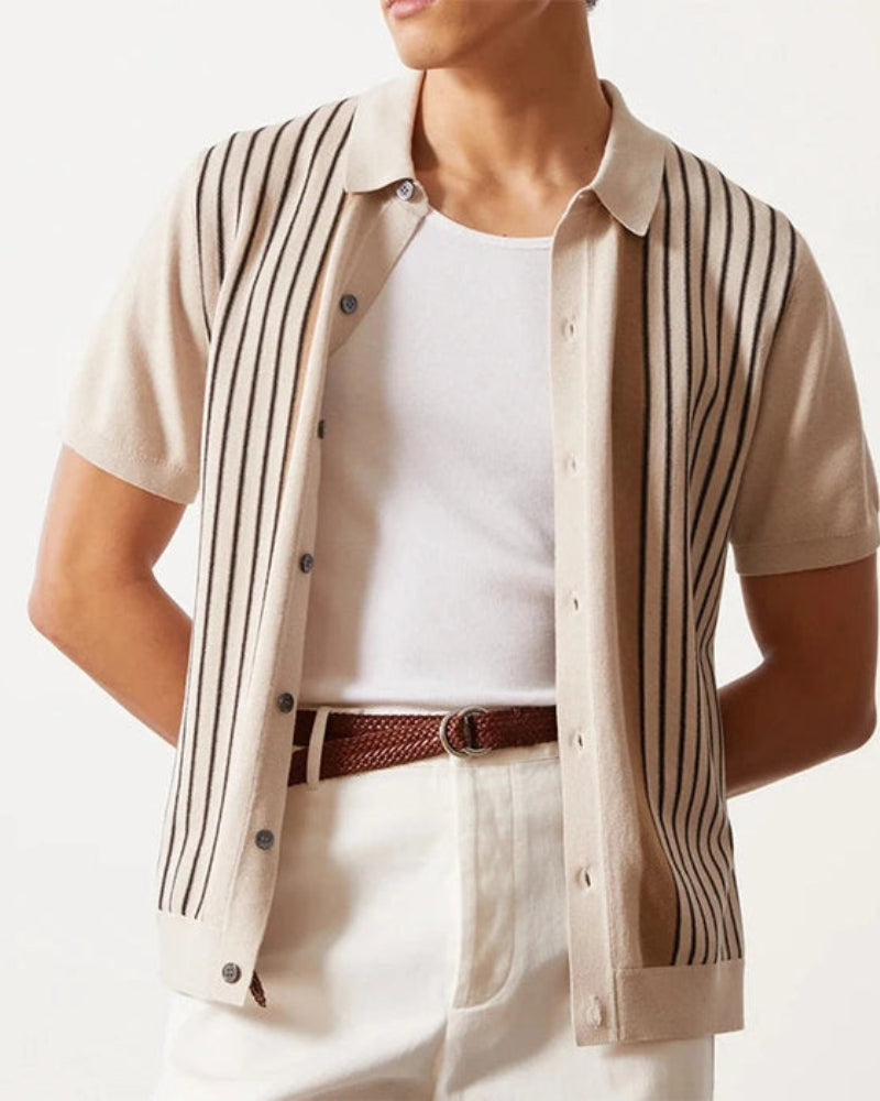 Polo Knit à Rayures Homme | Maille Premium & Style Raffiné