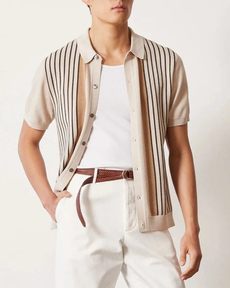 Polo Knit à Rayures Homme | Maille Premium & Style Raffiné