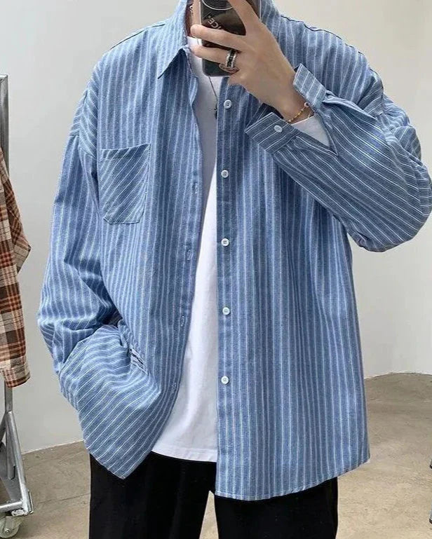 Chemise à Rayures Oversize Homme | Coupe Relaxe & Tendance