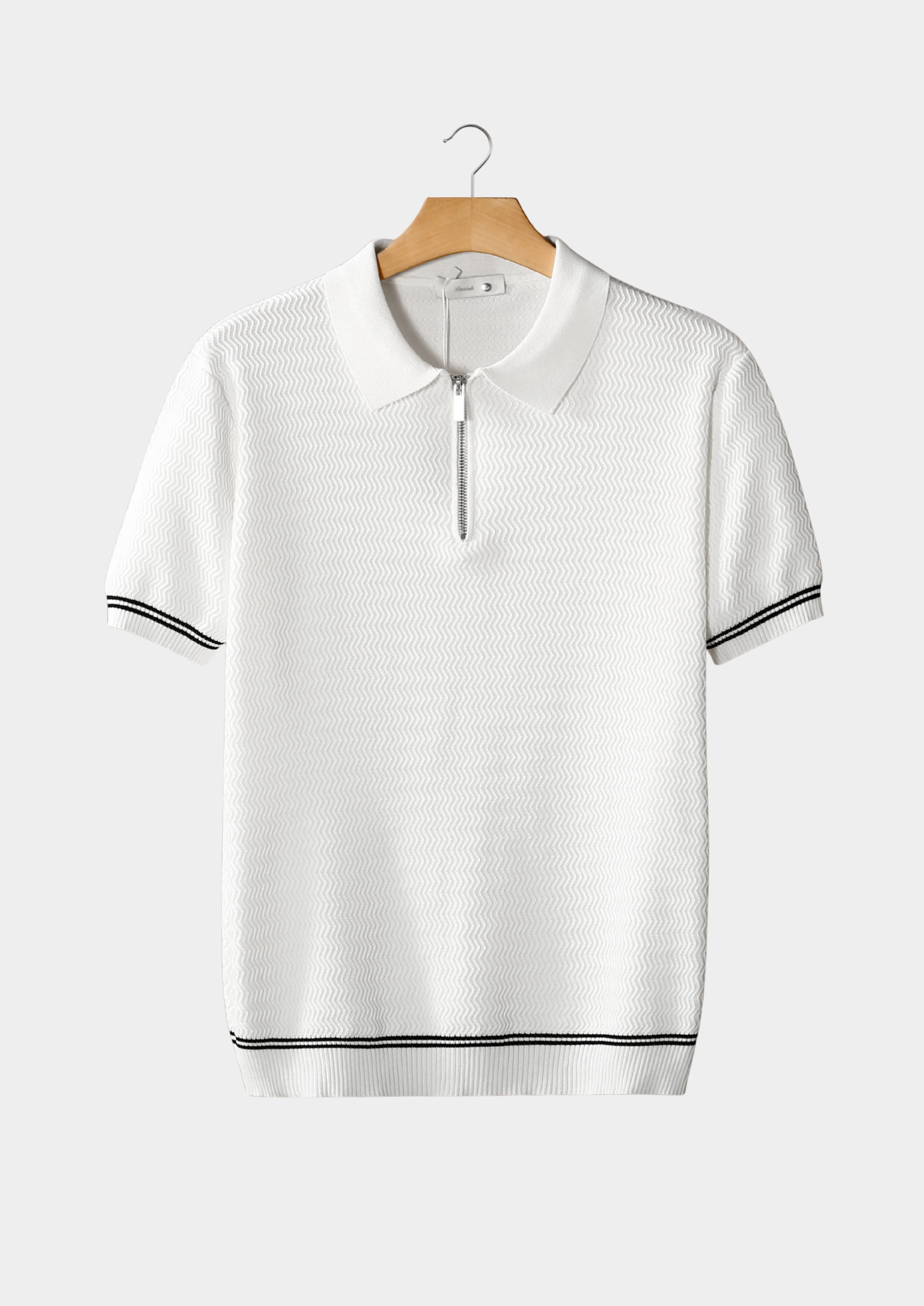Polo Homme Zip Texture Zig-Zag | Élégance Estivale