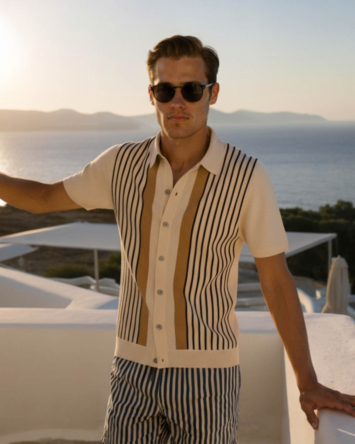 Polo Knit à Rayures Homme | Maille Premium & Style Raffiné