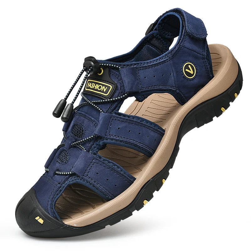 Sandales de Marche pour Homme en Cuir avec Semelle Antidérapante