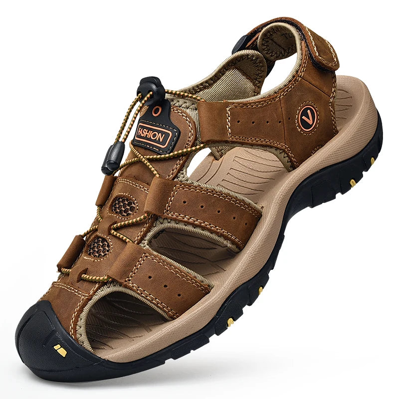 Sandales de Marche pour Homme en Cuir avec Semelle Antidérapante