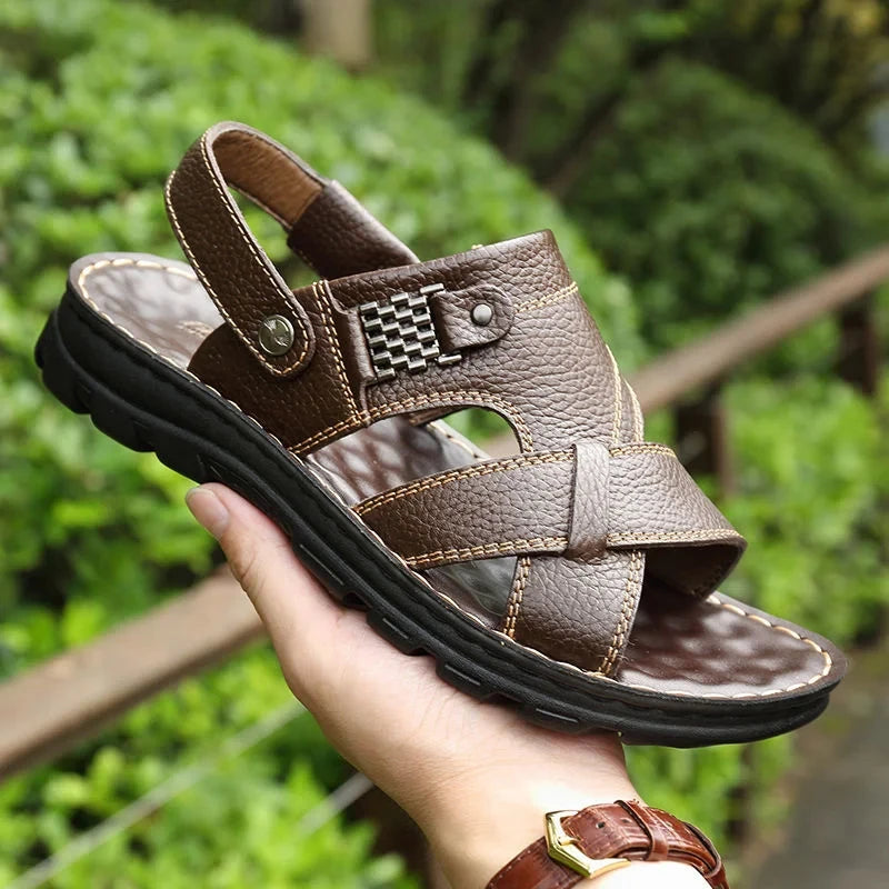 Sandales d'Été pour Homme en Cuir avec Bride Arrière